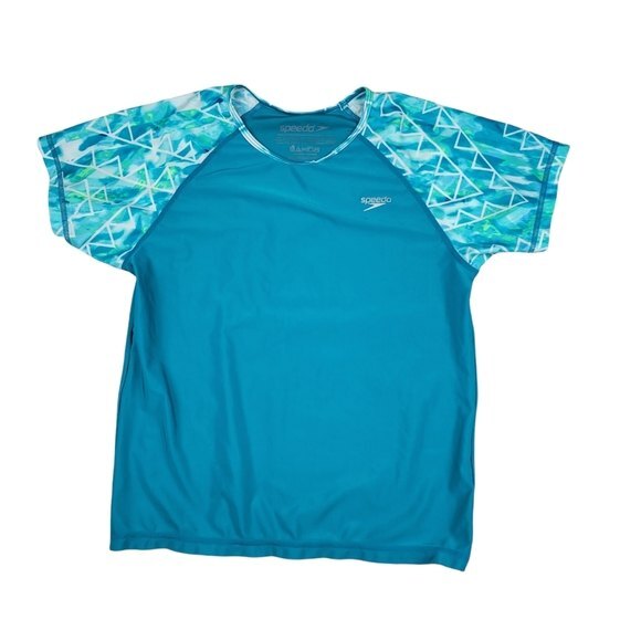 Speedo Girl's Teal Short Sleeve Rashguard Top, XL, Excellent Used Condition - Picture 1 of 7